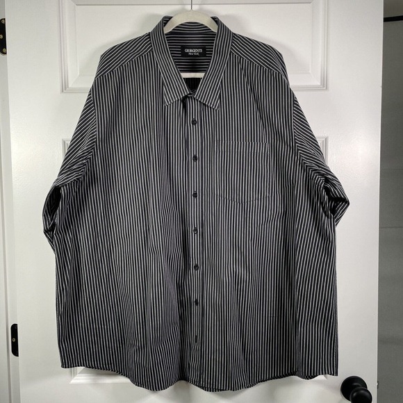 Giorgenti New York Custom Tailored Business Dress Shirt Size 3X 4X Black Stripe - Picture 3 of 4